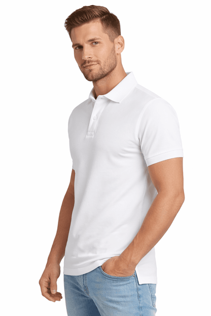 Koszulka polo męska biała Klasyczna  bok DANNYcompl 1