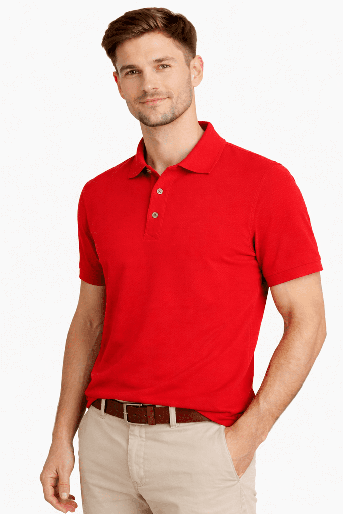 Koszulka polo męska czerwona Klasyczna 100% Bawełna - DANNY