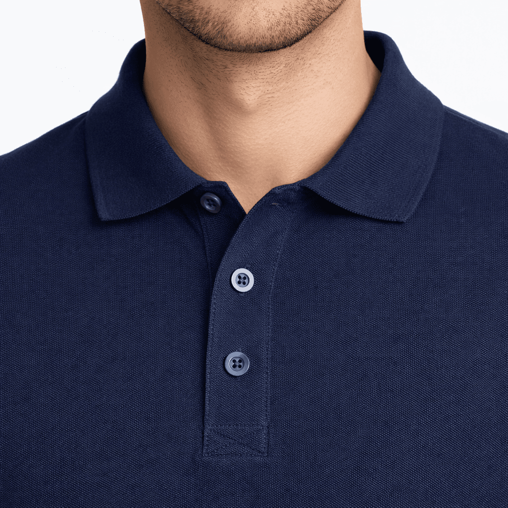 Koszulka polo męska granatowa dekolt