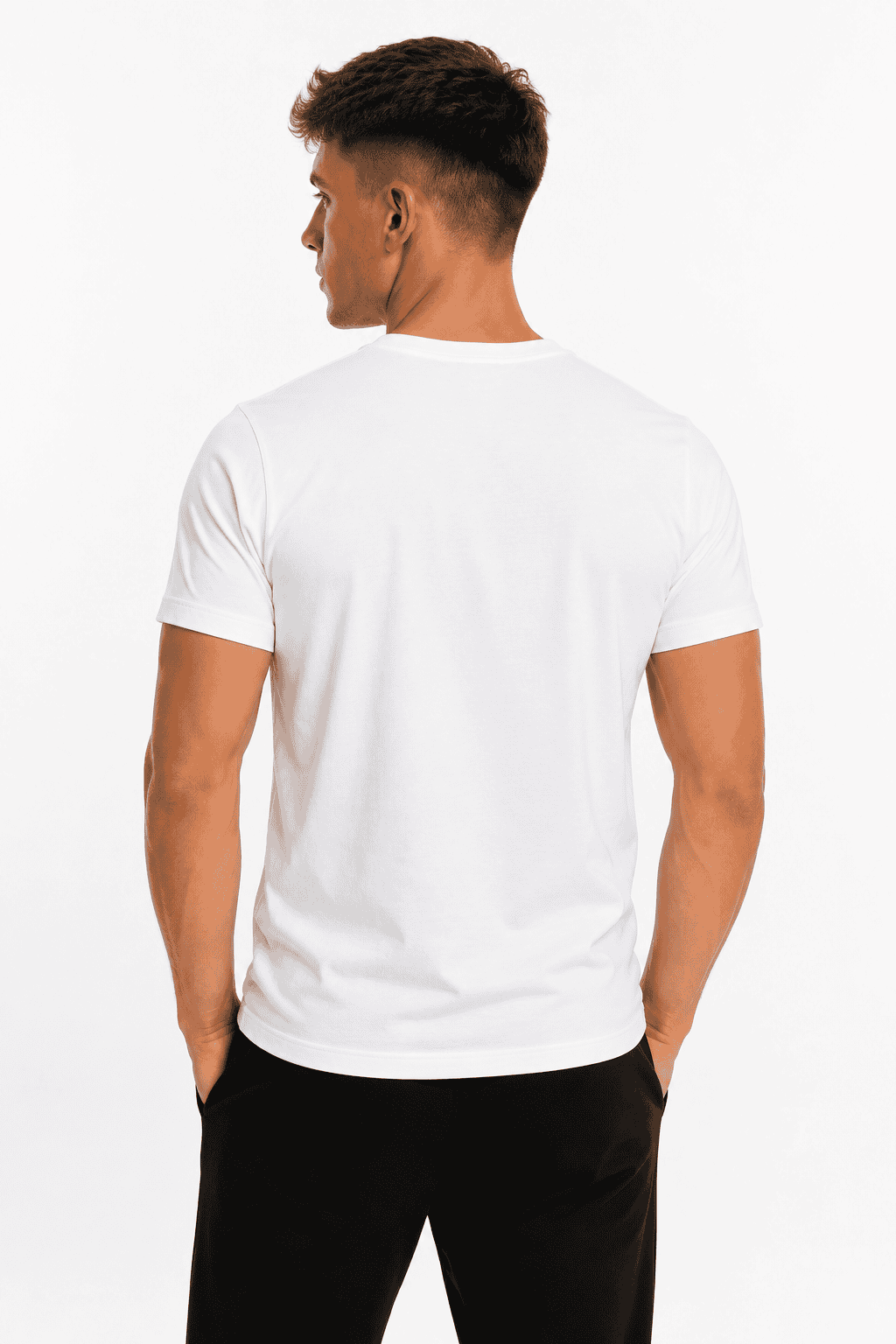 Koszulka męska Henley biała – t-shirt z guzikami, bawełna premium tyl