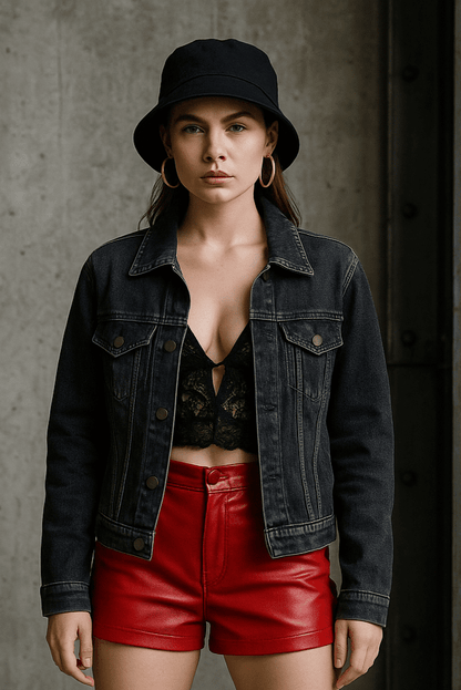 Kurtka damska jeansowa katana - czarna S2009 - DANNY