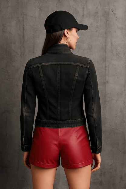 Kurtka damska jeansowa katana - czarna S2009 - DANNY