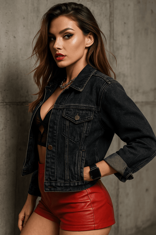 Kurtka damska jeansowa katana - czarna S2009 - DANNY