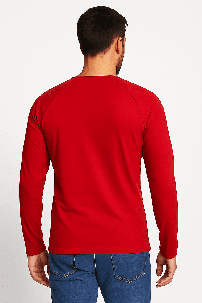 Longsleeve męski Czerwony z dekoltem V - DANNY