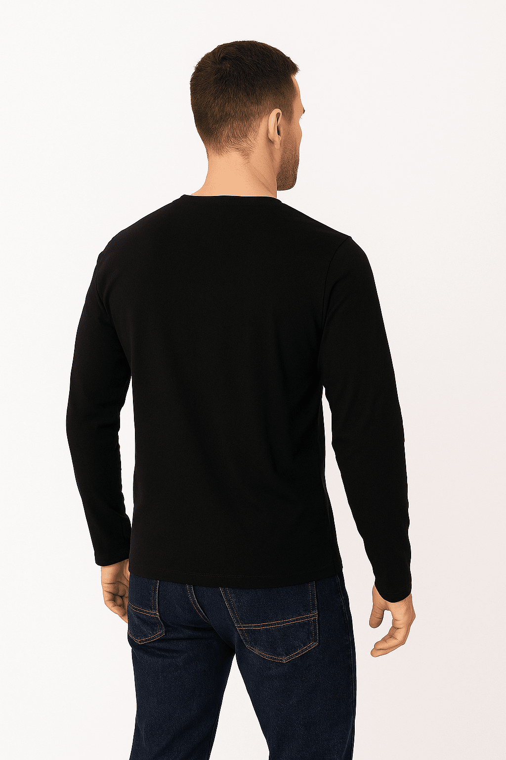 Longsleeve męski Czarny z dekoltem V - DANNY