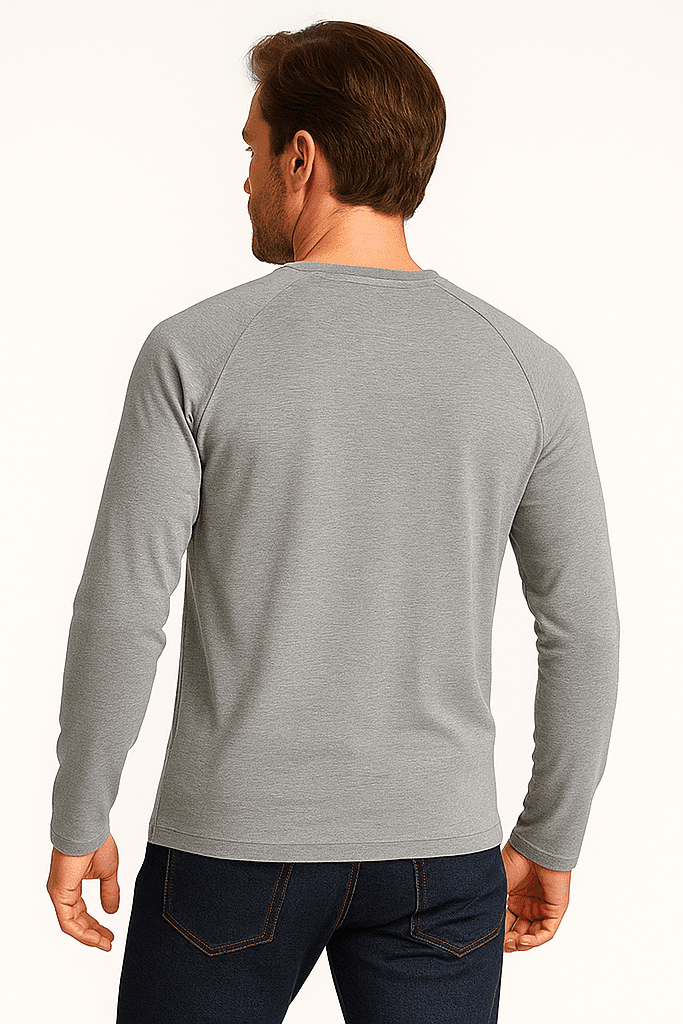 Longsleeve męski szary melanż z dekoltem V LSV - szary - DANNY