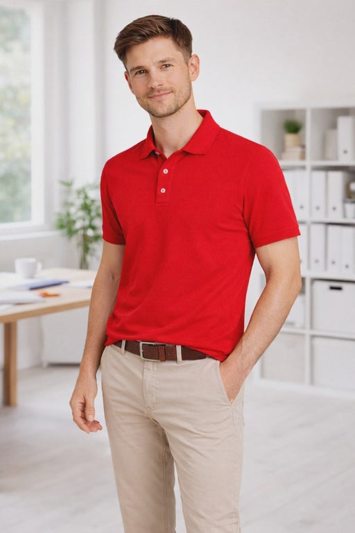koszulka polo męska czerwona wideo 