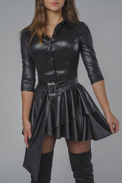 Sukienka rozkloszowana mini czarna S25