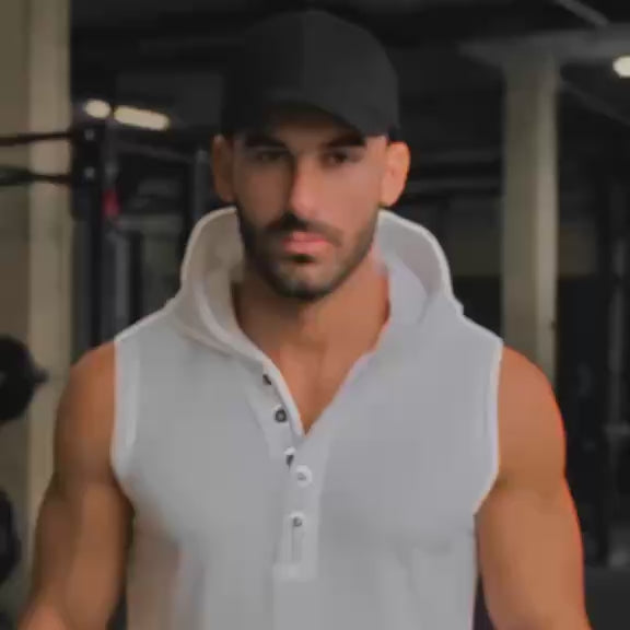 T shirt bez rękawów z kapturem zapinany na guziki Dannycompl wideo