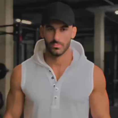 T shirt bez rękawów z kapturem zapinany na guziki Dannycompl wideo