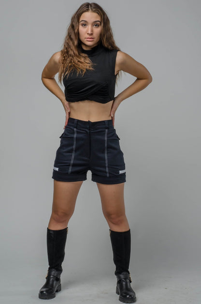 Skrzyżowany Crop - top damski czarny S21 - DANNY