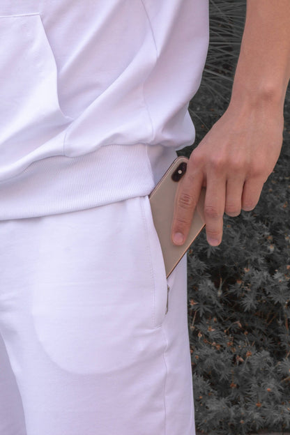 Spodenki męskie za kolano dresowe białe W5401 - DANNY