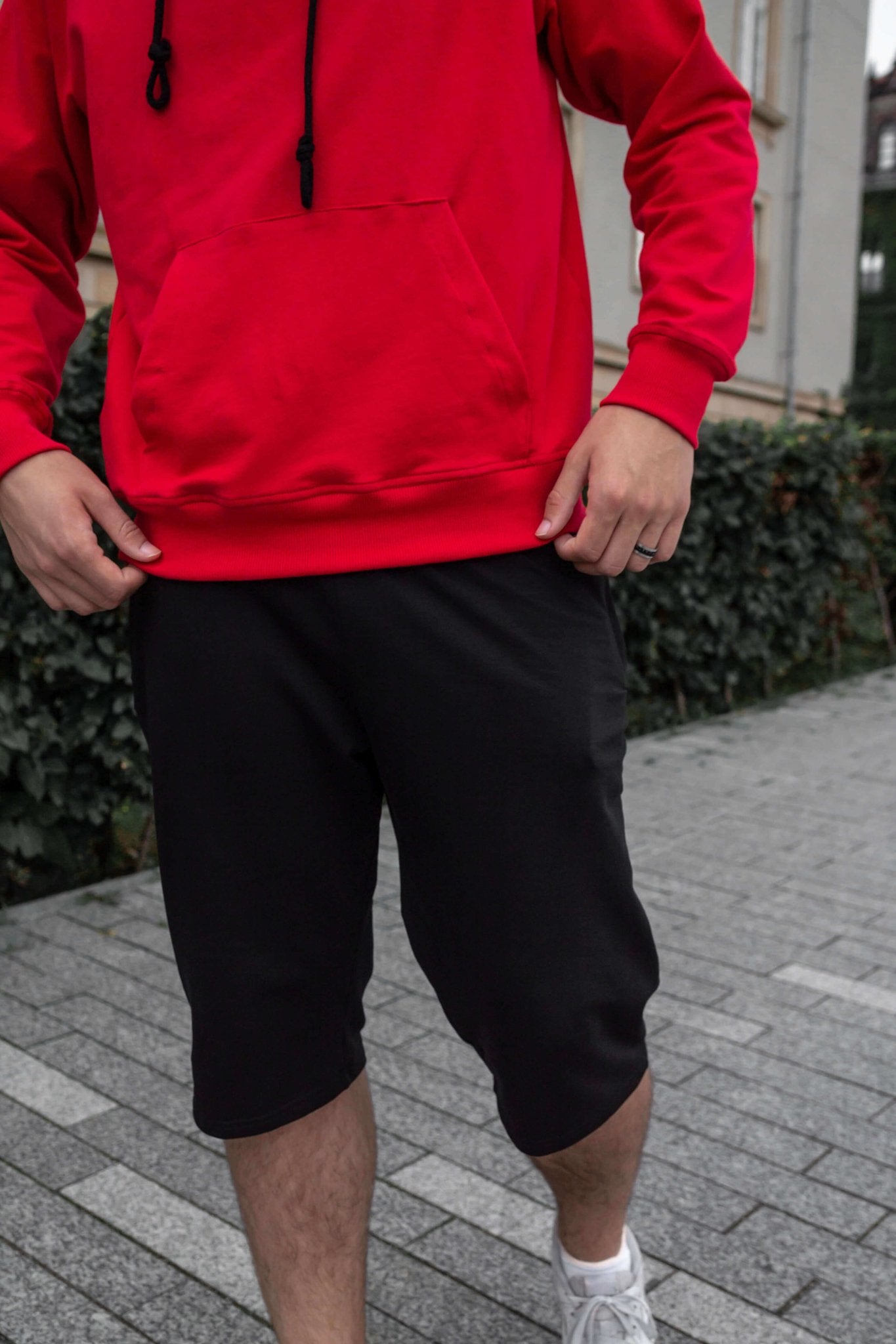 Spodenki męskie za kolano dresowe czarne W5401 - DANNY