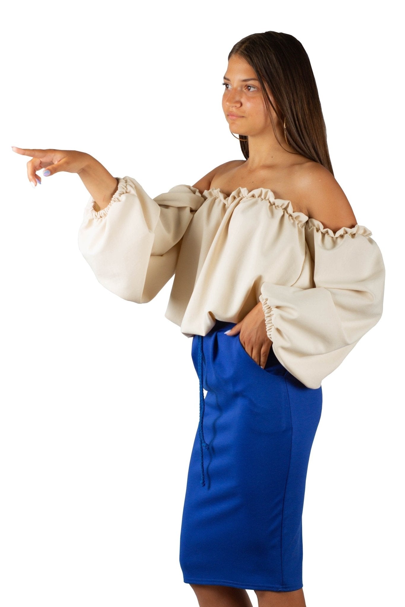 Spódnica ołówkowa midi chabrowa S52 - DANNY