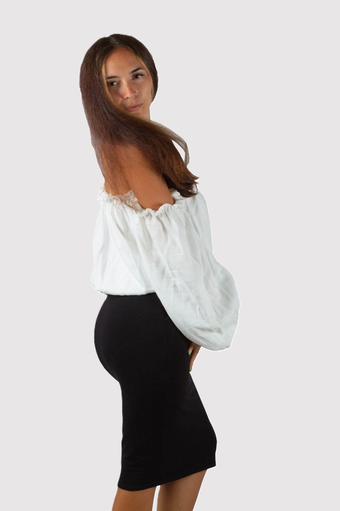 Spódnica ołówkowa midi czarna S52 - DANNY