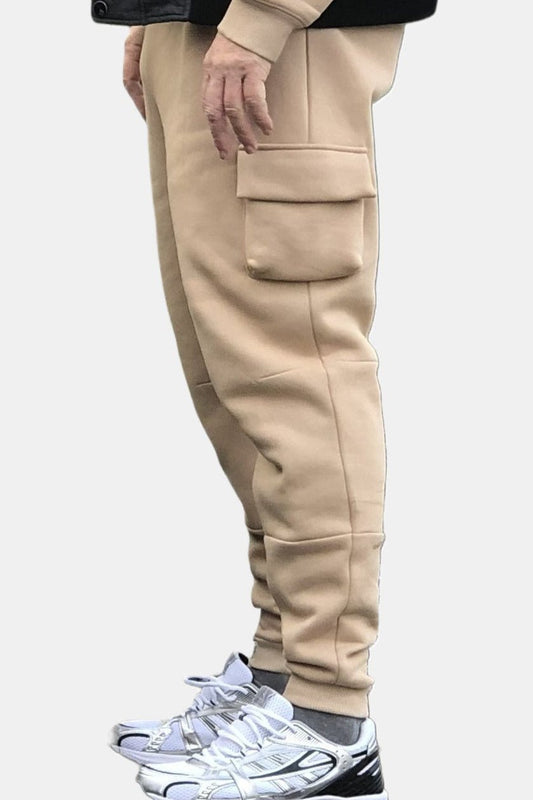 Spodnie dresowe bojówki męskie beżowe W5204 - DANNY