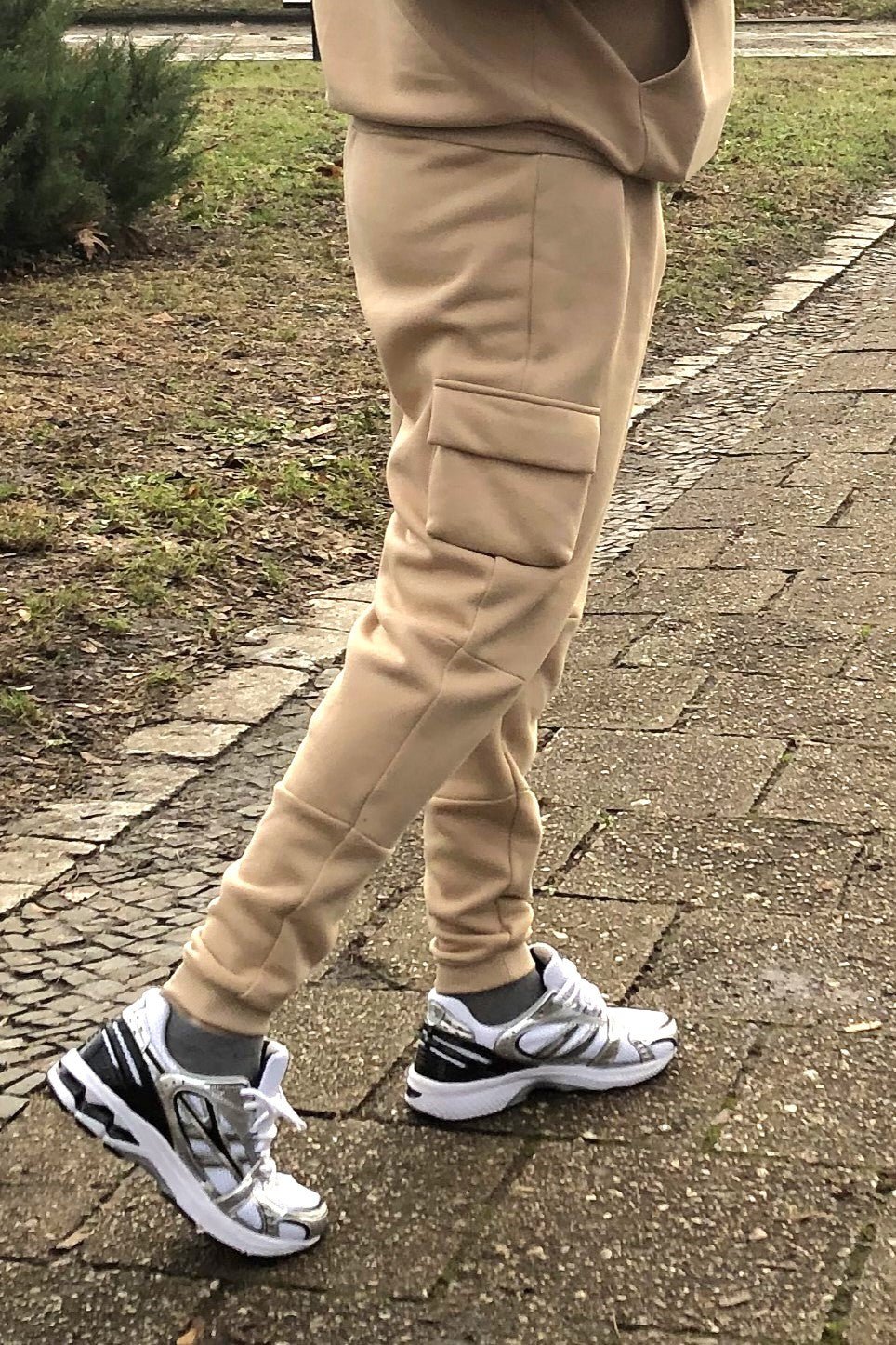 Spodnie dresowe bojówki męskie beżowe W5204 - DANNY