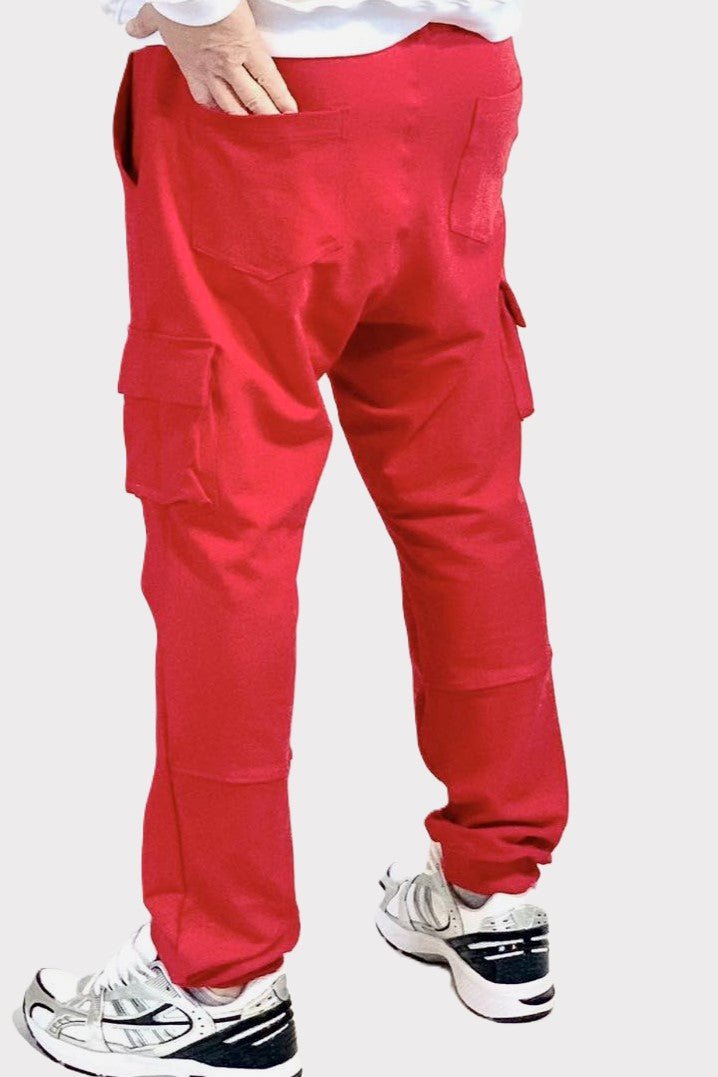 Spodnie dresowe bojówki męskie czerwone W5204 - DANNY