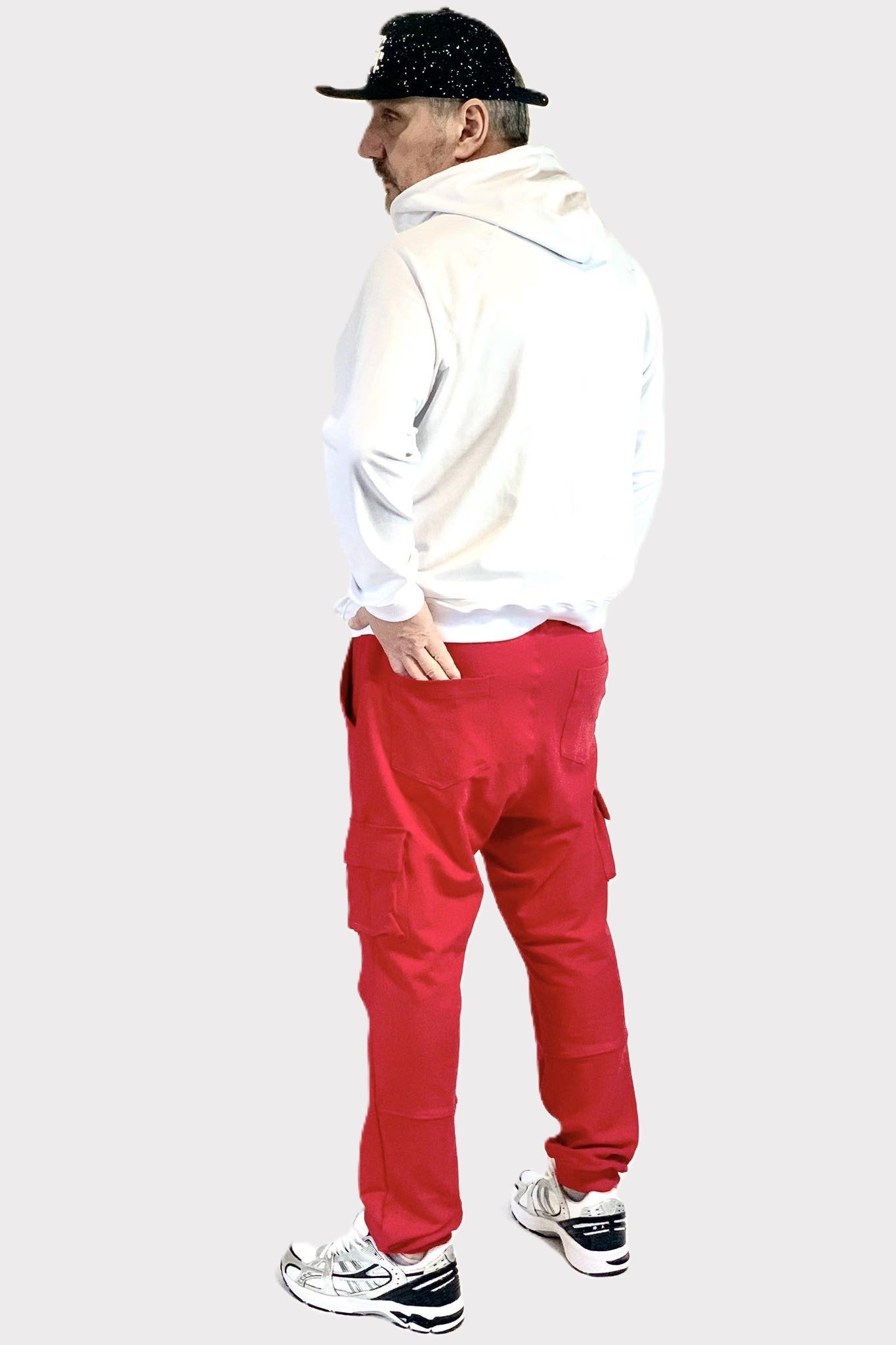 Spodnie dresowe bojówki męskie czerwone W5204 - DANNY