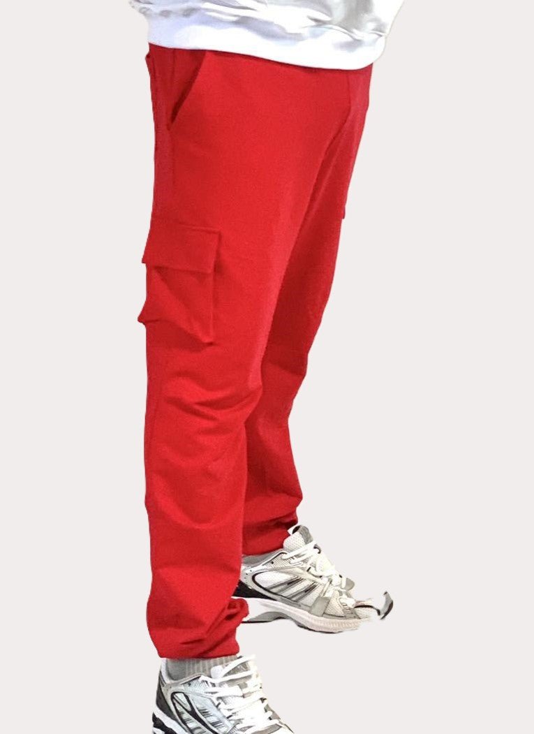 Spodnie dresowe bojówki męskie czerwone W5204 - DANNY