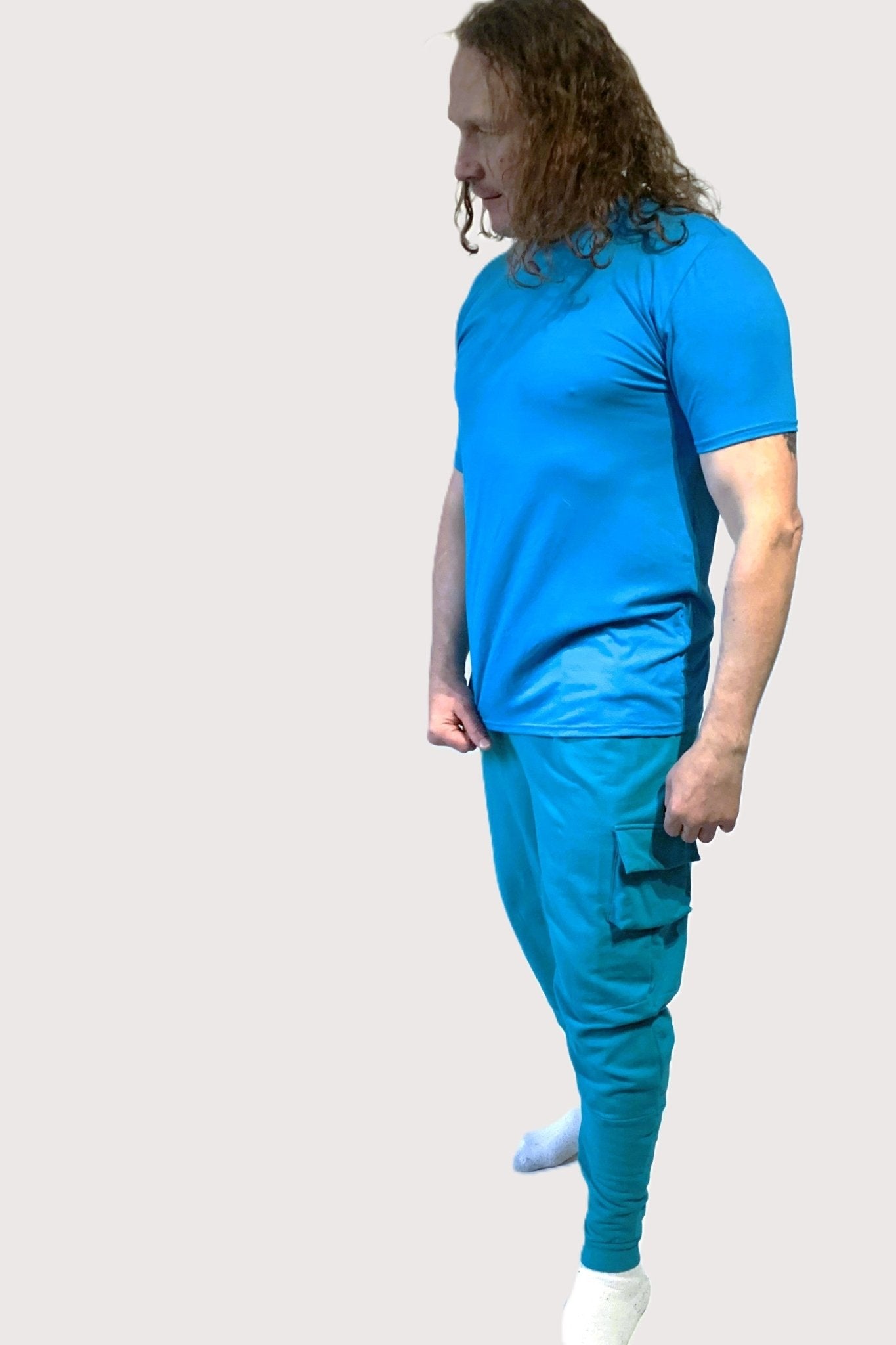 Spodnie dresowe bojówki męskie niebeskie W5204 - DANNY