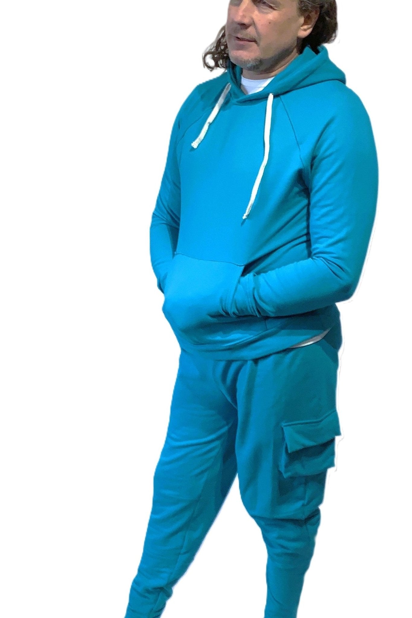 Spodnie dresowe bojówki męskie niebeskie W5204 - DANNY