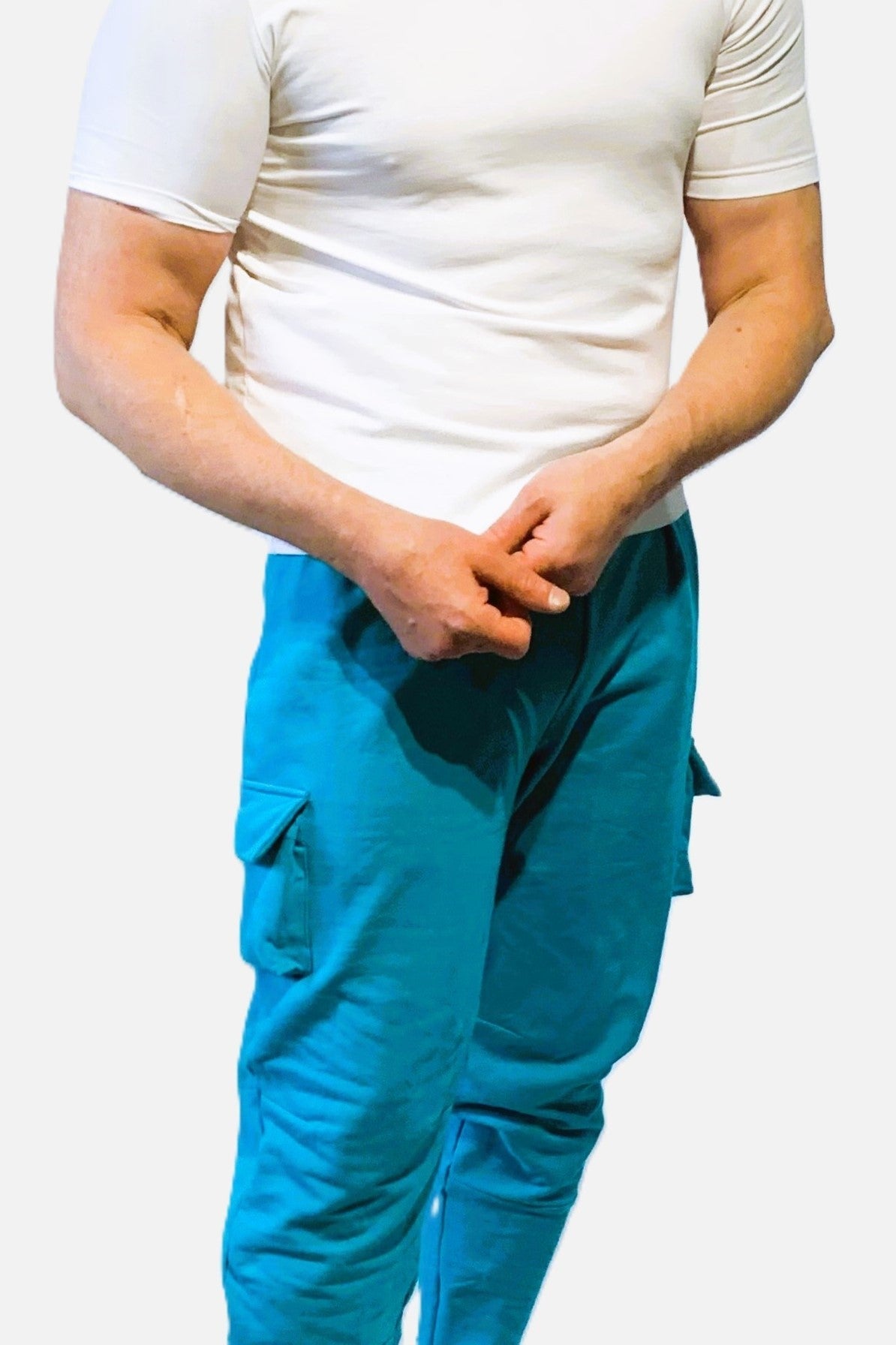 Spodnie dresowe bojówki męskie niebeskie W5204 - DANNY