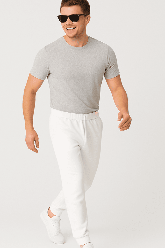 Spodnie męskie dresowe białe W5203 - DANNY