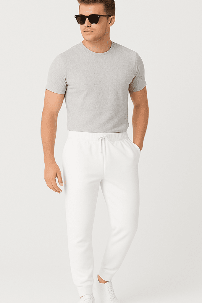 Spodnie męskie dresowe białe W5203 - DANNY