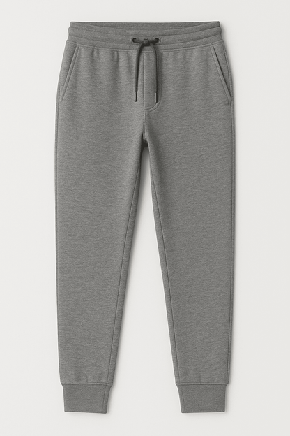 Spodnie dresowe męskie szare – dresówka 100%, ściągacz, sznurek W5203 - DANNY