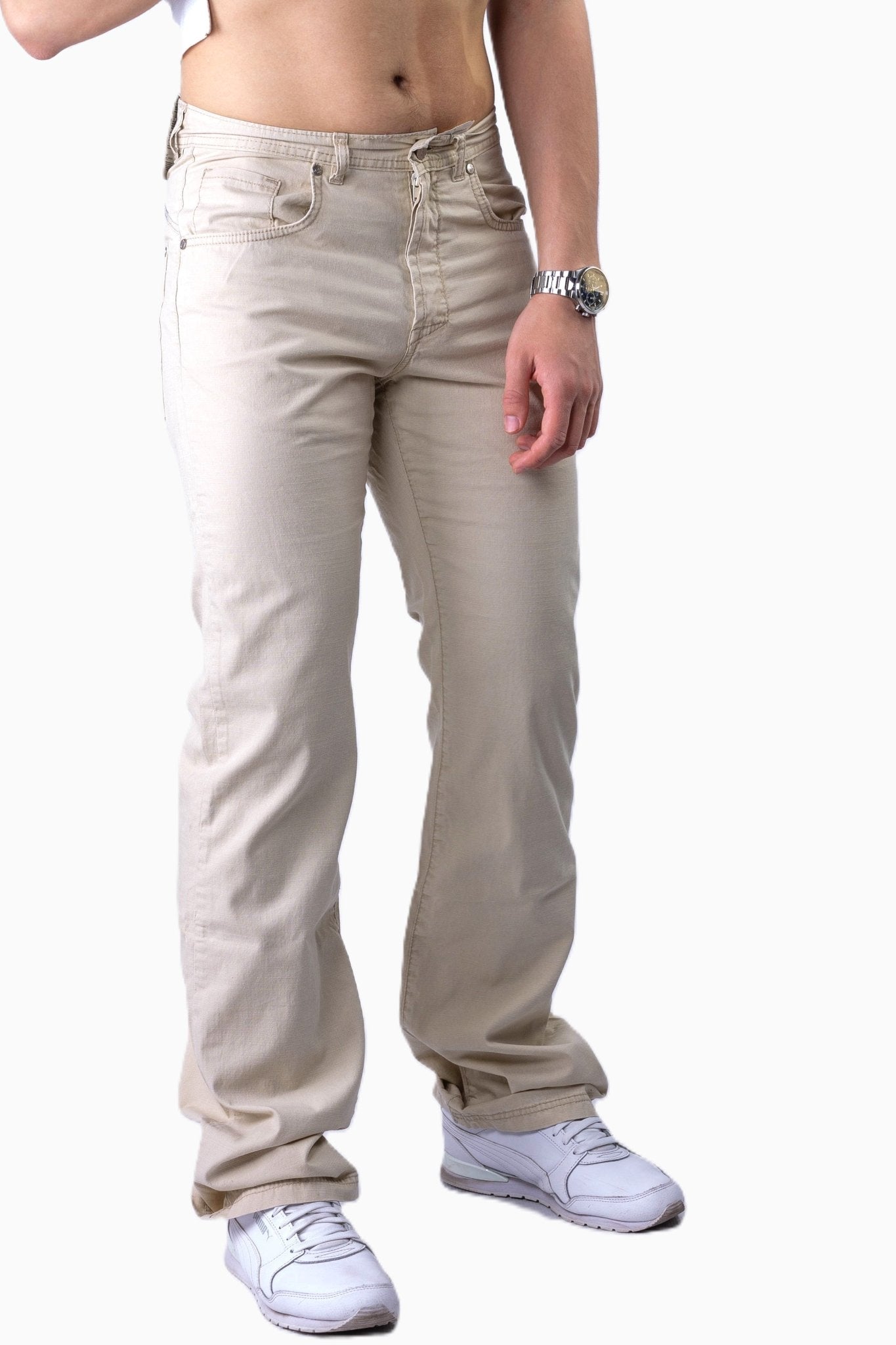 Spodnie męskie klasyczne jasnobeżowe W5412 - DANNY