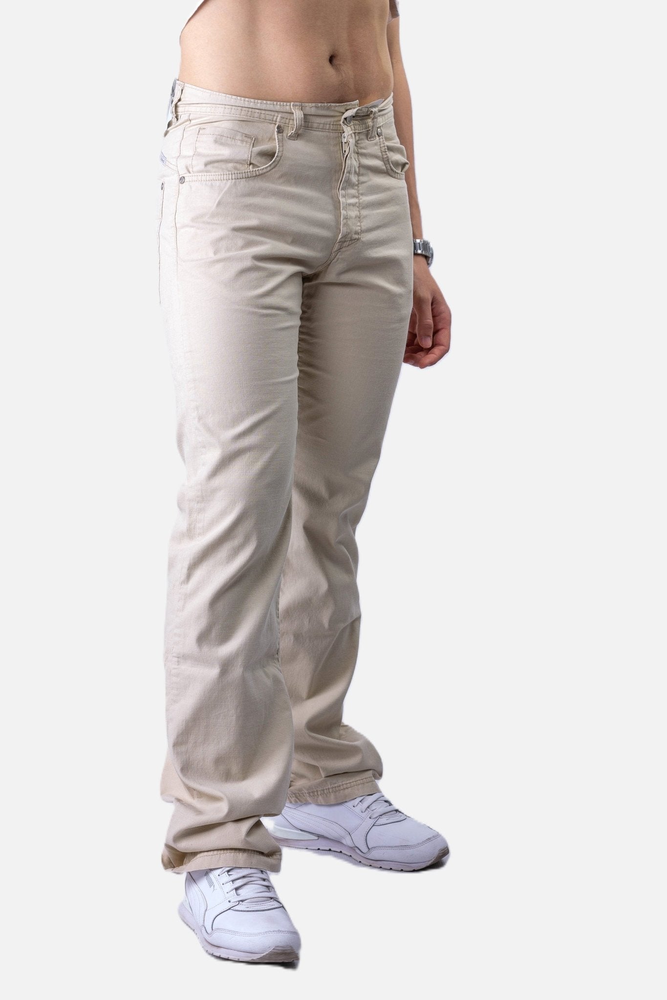 Spodnie męskie klasyczne jasnobeżowe W5412 - DANNY