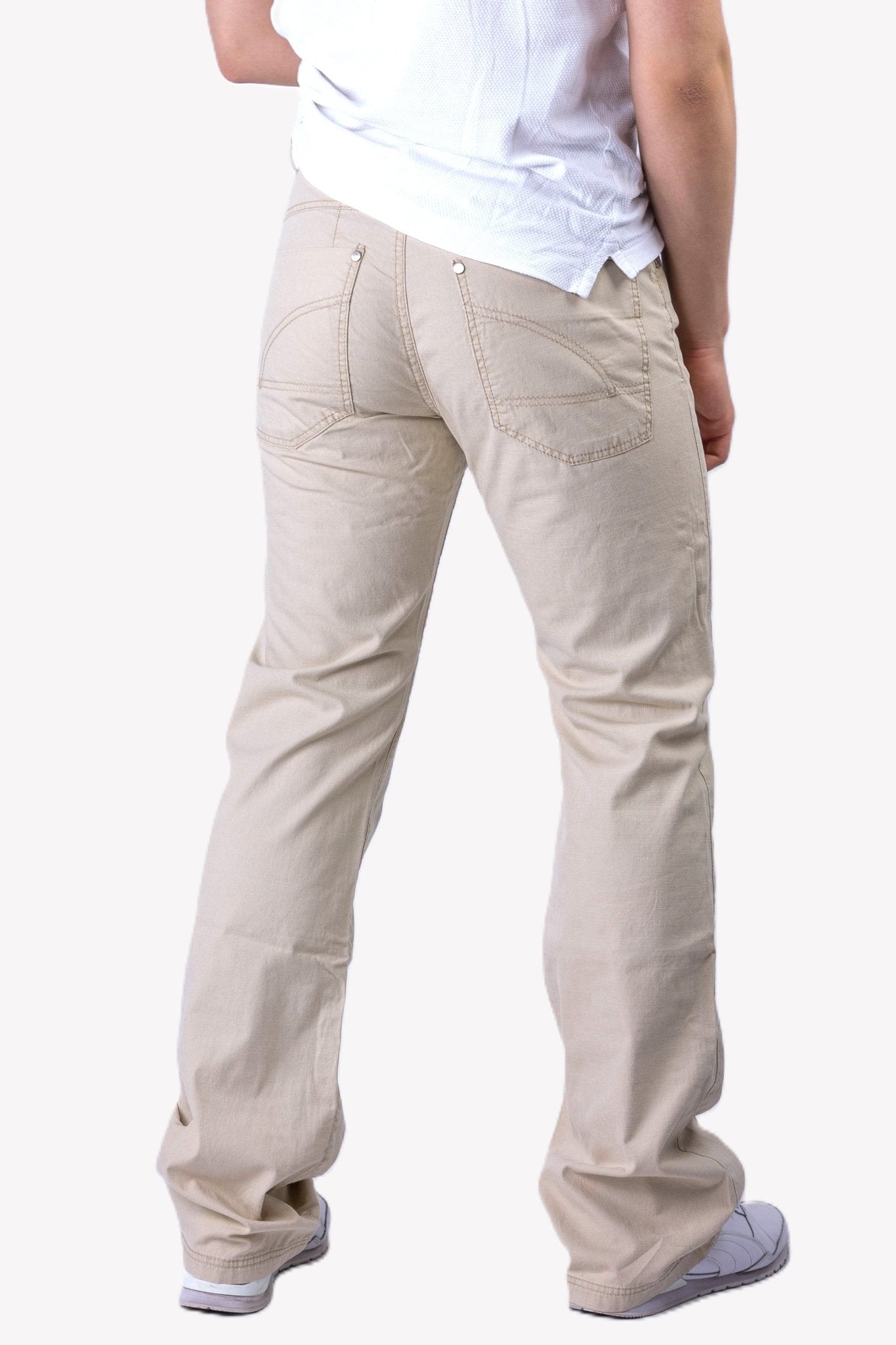 Spodnie męskie klasyczne jasnobeżowe W5412 - DANNY