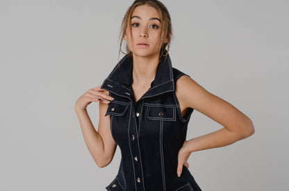 Sukienka bez rękawów z podwójnymi szwami S73 - DANNY