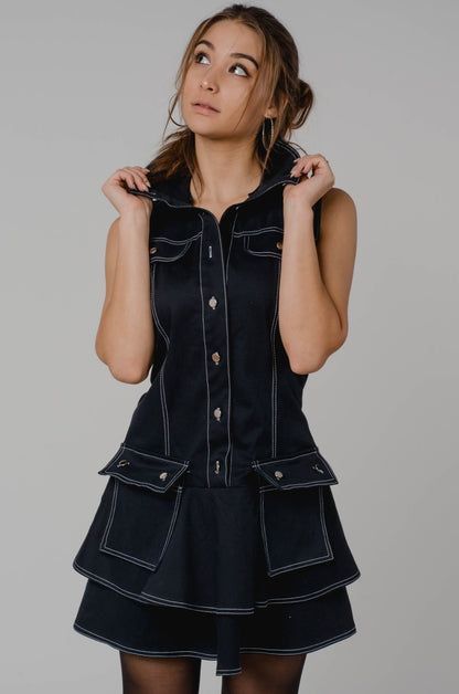 Sukienka bez rękawów z podwójnymi szwami S73 - DANNY