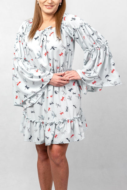 Sukienka hiszpanka z falbankami w print S162 - DANNY