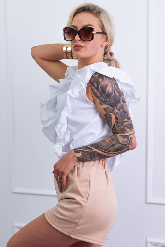 Szorty dresowe damskie beżowe S153 - DANNY