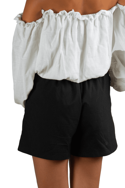 Szorty dresowe damskie czarny S153 - DANNY