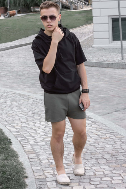 Szorty dresowe męskie khaki W5402 - DANNY