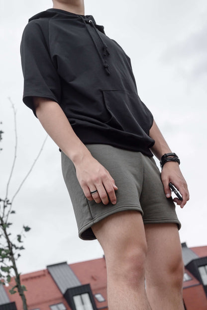 Szorty dresowe męskie khaki W5402 - DANNY