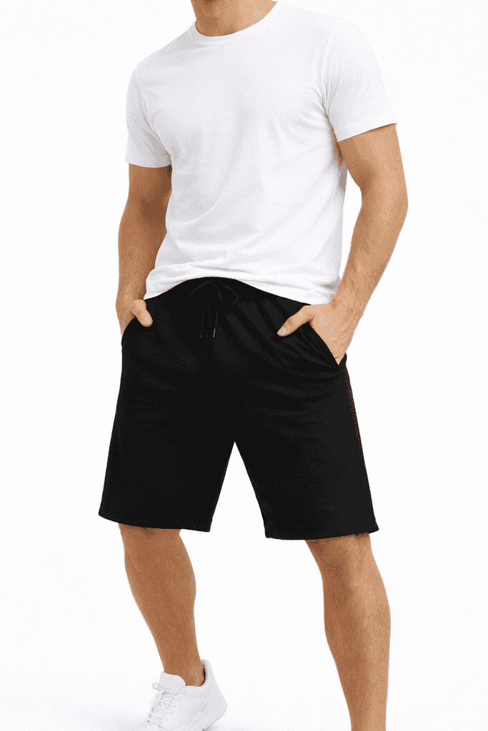 Czarne szorty męskie dresowe 320 g/m² | DANNY przod