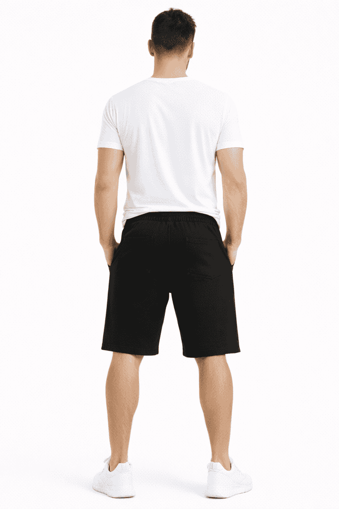 Czarne szorty męskie dresowe 320 g/m² | DANNY tyl
