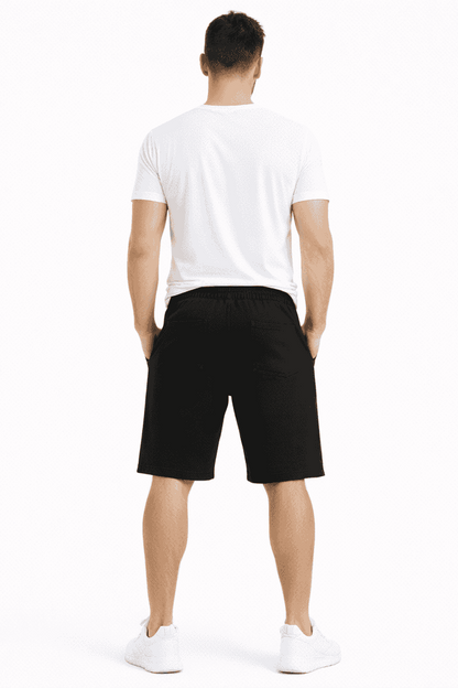 Czarne szorty męskie dresowe 320 g/m² | DANNY tyl