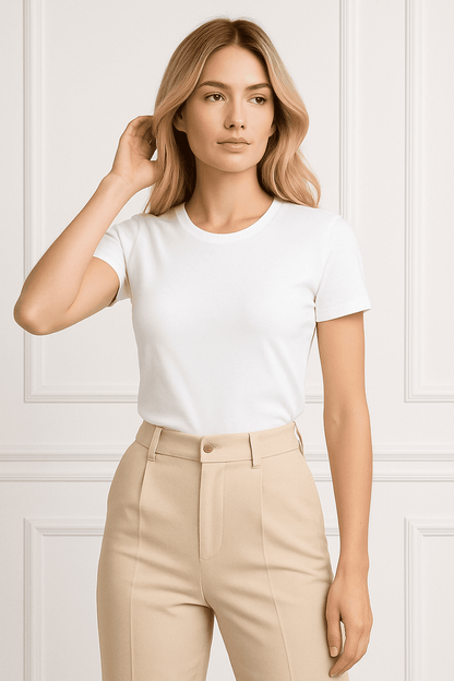 T-shirt damski Basic biały S182 - DANNY