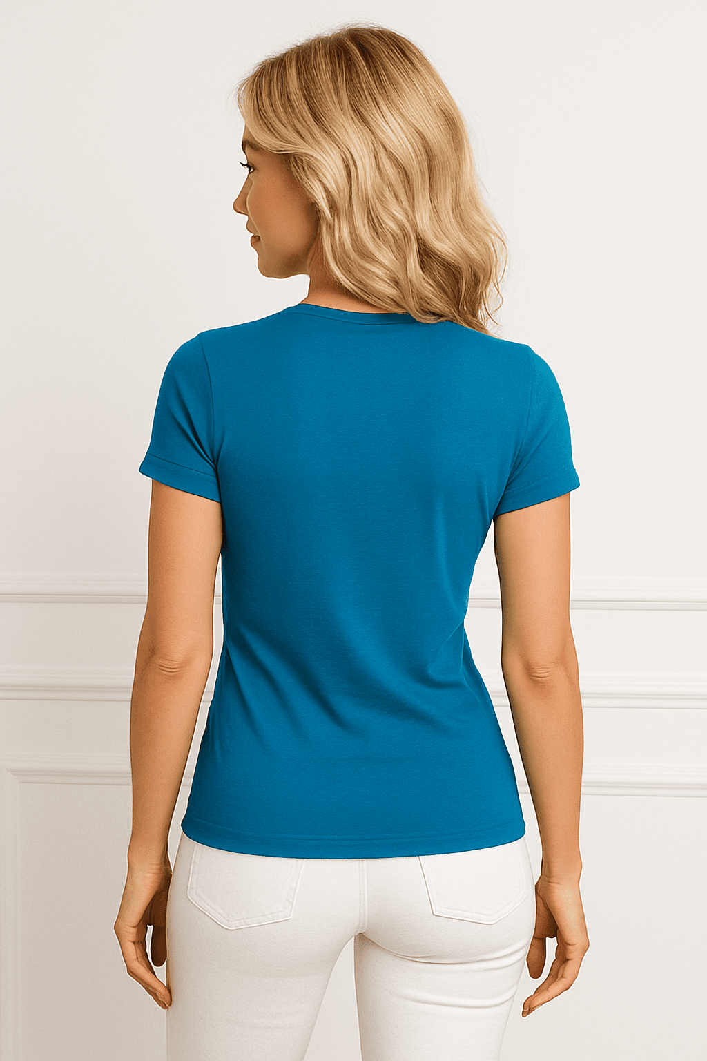 T-shirt damski Basic niebieski S182 - DANNY