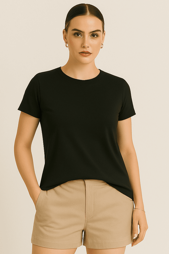 T-shirt damski Basik czarny S182 - DANNY