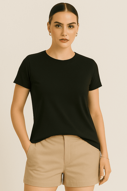 T-shirt damski Basik czarny S182 - DANNY