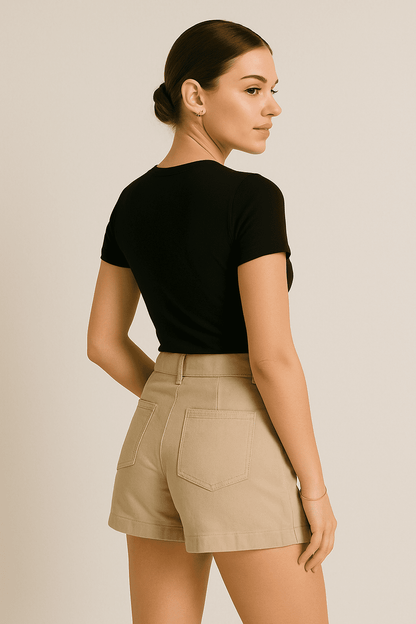 T-shirt damski Basik czarny S182 - DANNY