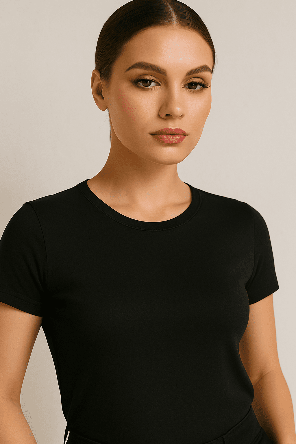 T-shirt damski Basik czarny S182 - DANNY