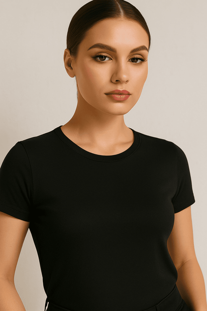 T-shirt damski Basik czarny S182 - DANNY